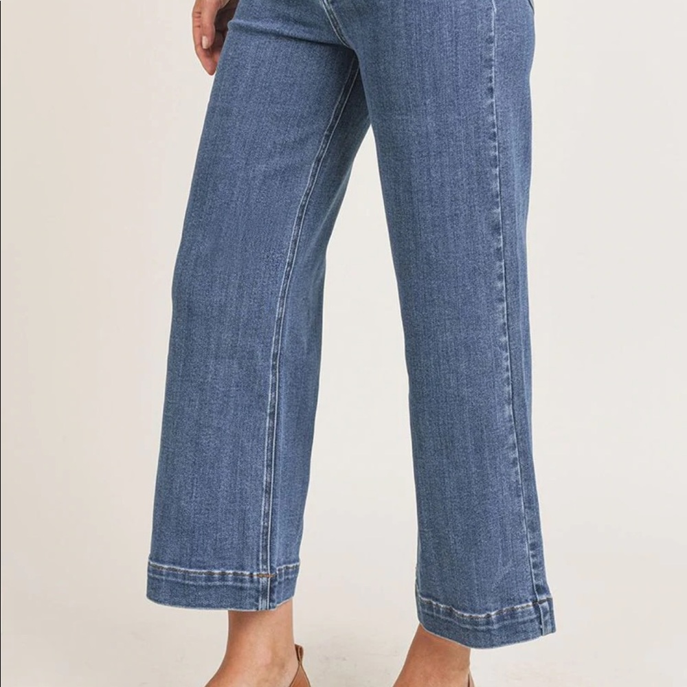 RISEN JEANS HIGH RISE WIDE LEG ANKLE DENIM - Picture 4 of 4